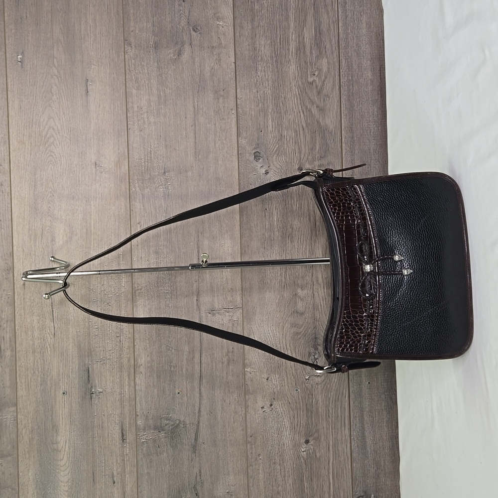 Brighton Black/Brown Pebble Leather Shoulder Bag